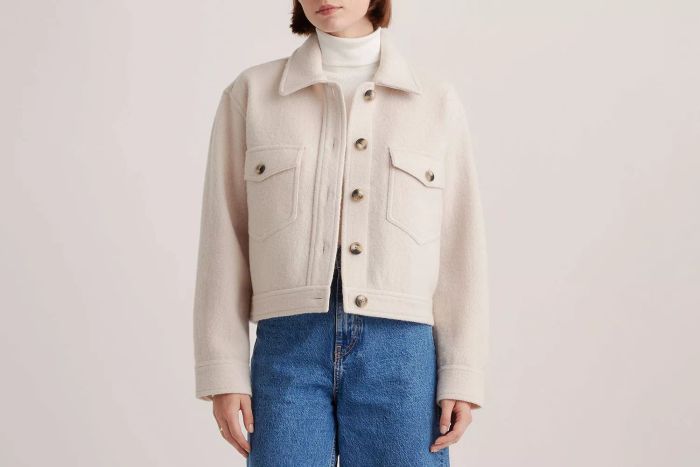 Merino Wool Cropped Shirt Jacket