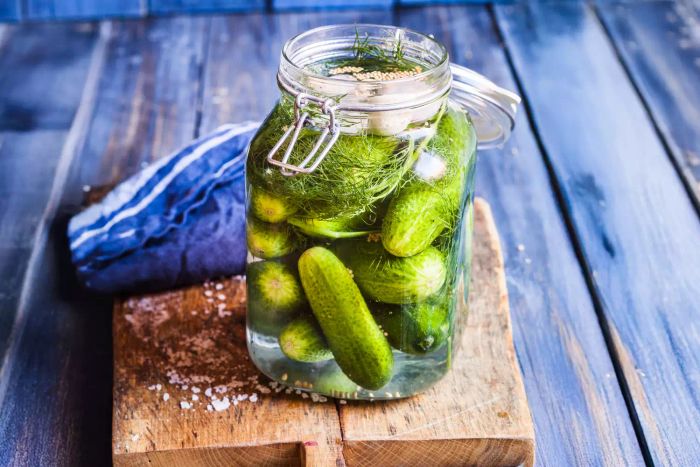 Pickles packed in a jar
