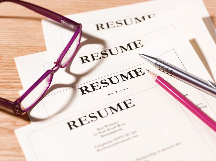 Resumes on a desk