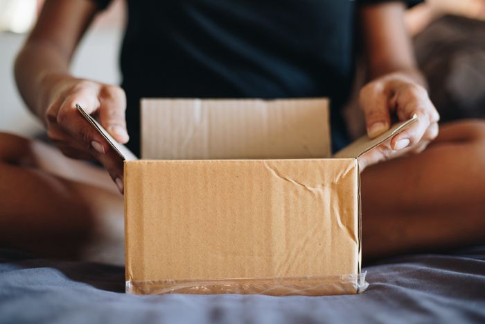 a person unboxing something