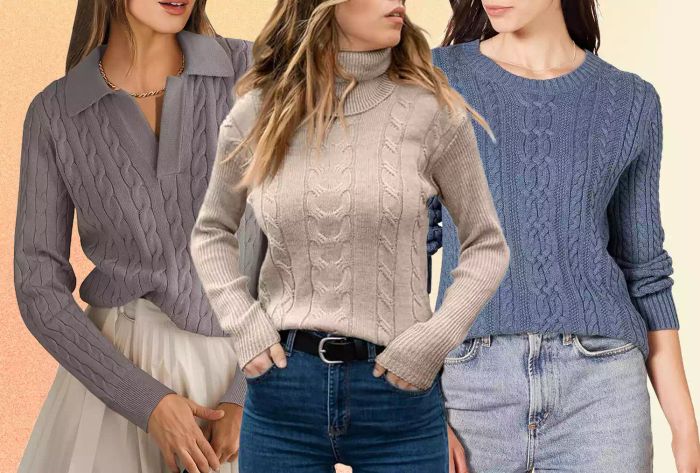 Classic Cable Knit Sweaters on Amazon