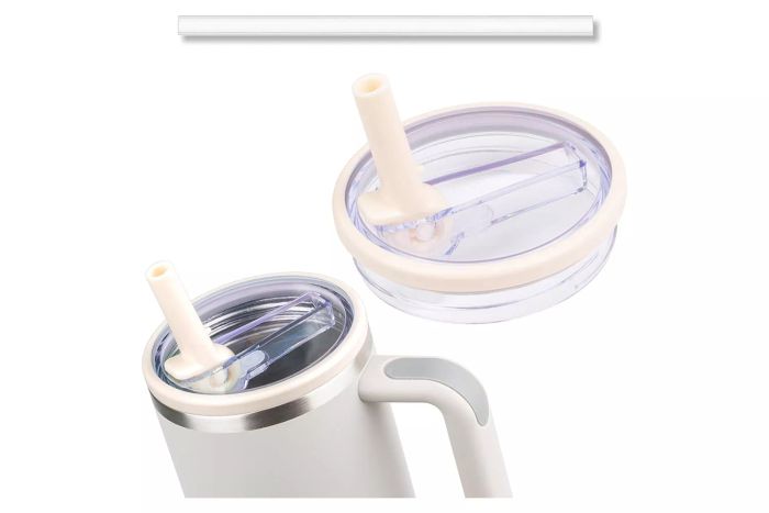 40 oz Tumbler Flip Straw Lid Compatible with Stanley Cup