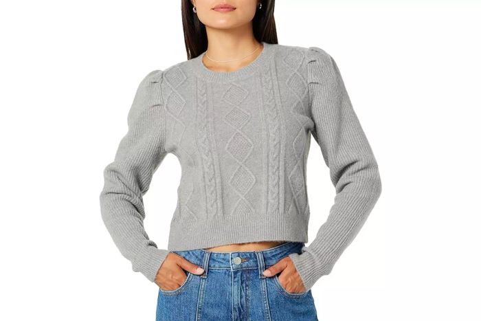 Amazon The Drop Women's Gloria Puff Sleeve Cable-Knit Sweater
