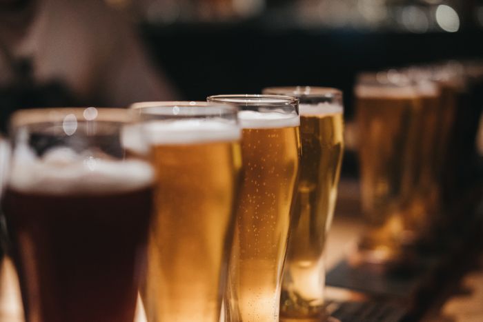 glasses filled with beer