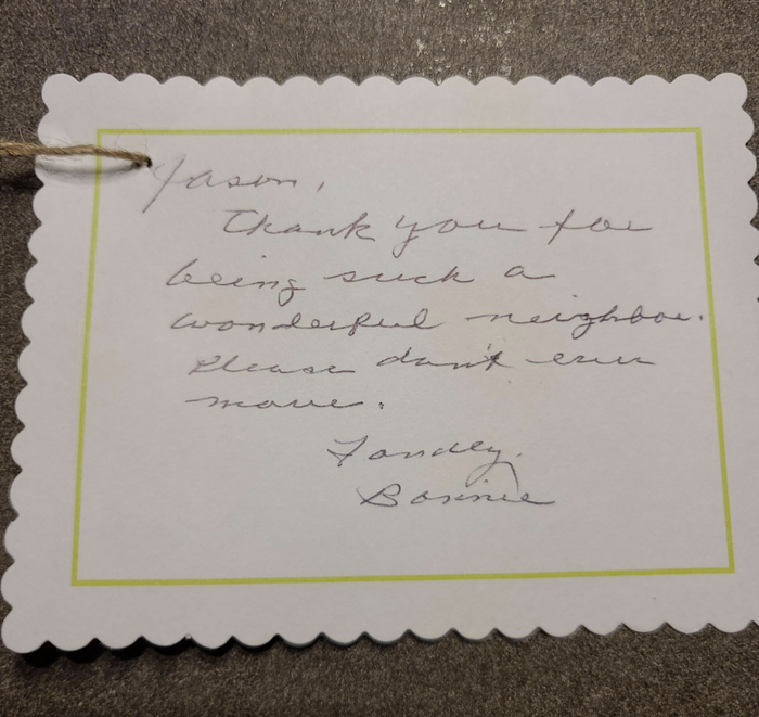 a note expressing gratitude