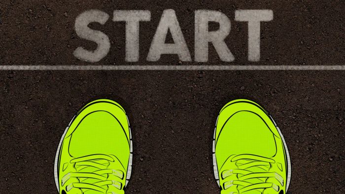 lacing up your shoes at the starting line