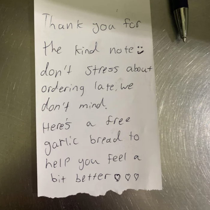 note written on the receipt paper