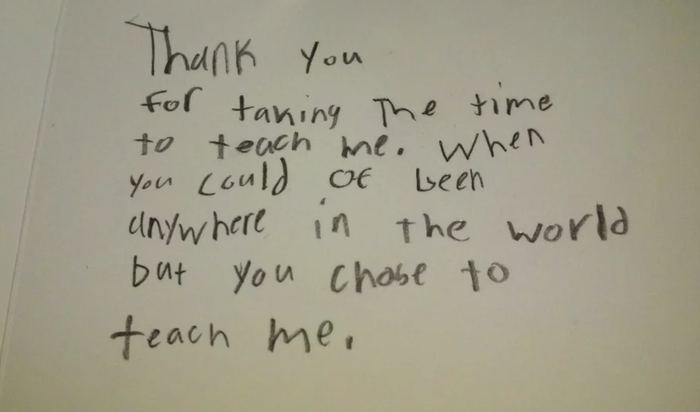 the message left on a card