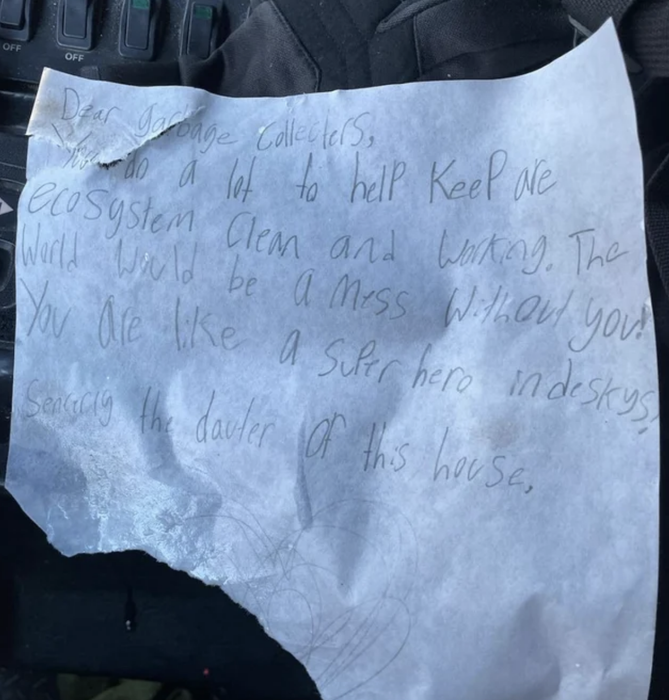 a note jotted on a piece of paper