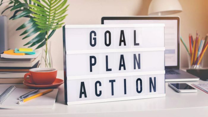 How to Achieve Your Goals: Goal-Oriented Action Plan on a Desk with a Letter Board