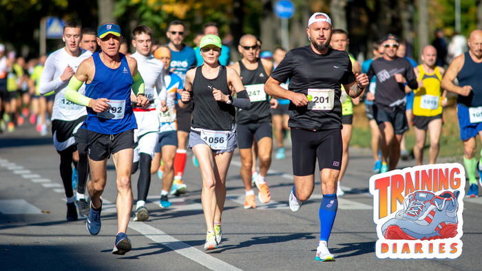 Marathon runners preparing for race day.