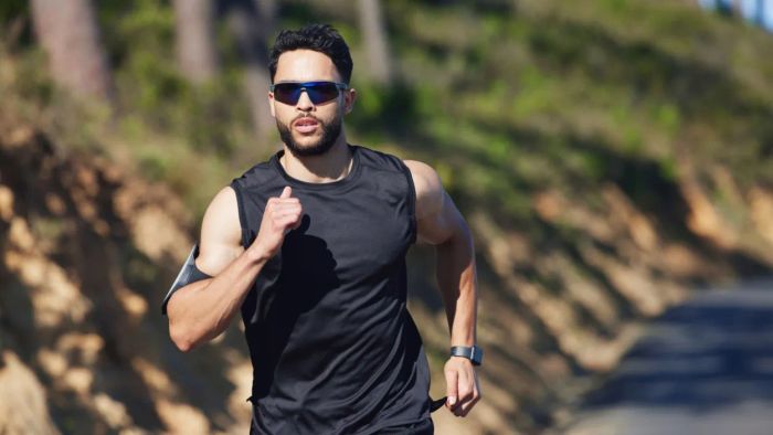 a runner sporting sunglasses