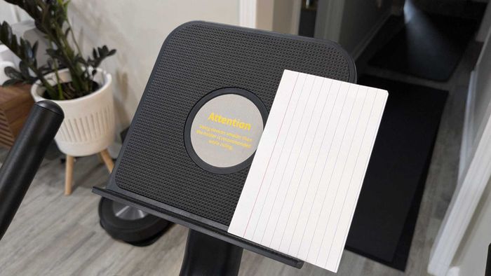 Reference index card on the stand.
