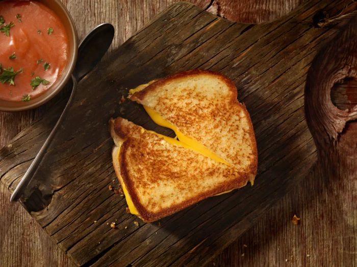 Grilled cheese with melted cheese oozing out