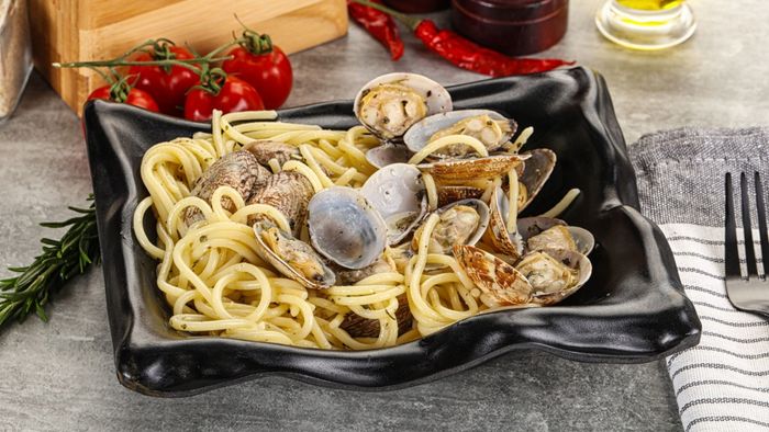 Clams served in pasta dishes.