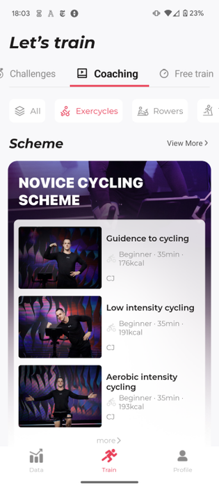 The Merach app provides access to free pre-recorded classes.