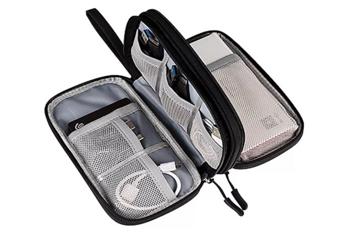 Amazon CAOODKDK Electronics Accessories Organizer Pouch Bag, Travel Universal Organizer for Cable, Charger, Phone, SD Card, Business Travel Gadget Bag