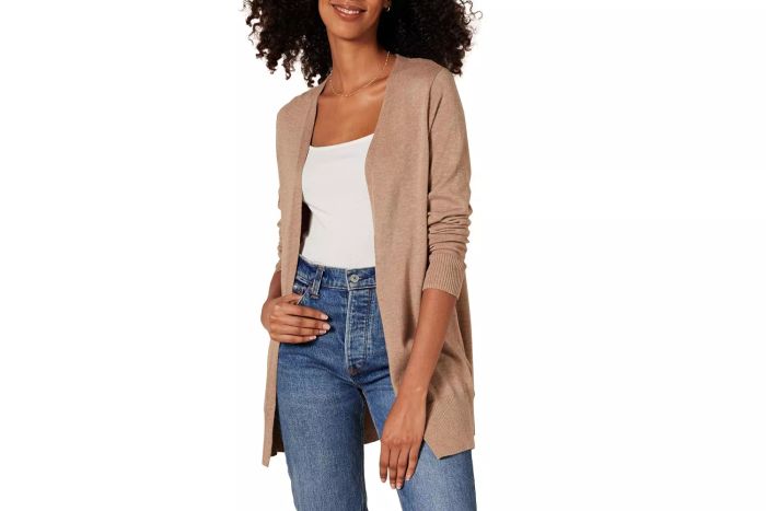 The Amazon Essentials Women's Lightweight Open-Front Cardigan Sweater is a versatile and comfortable layering piece designed with an open-front style, perfect for casual and layered looks.