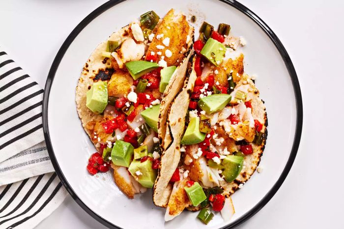 Seared Fish Tacos With Marinated Peppers