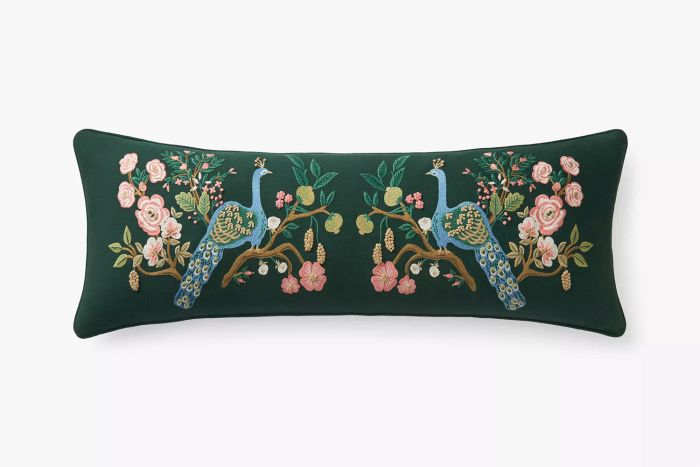 Embroidered Lumbar Pillow Cover