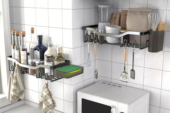 Shower Caddy Adhesive Shower Organizer Bathroom Shower Shelves, Wall Shelf for Inside Shower Storage with Soap Dish & 16 Hooks, Rustproof Stainless Steel No Drilling Rack Home Decor 2 Pack Large