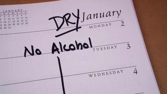 calendar marked for Dry January