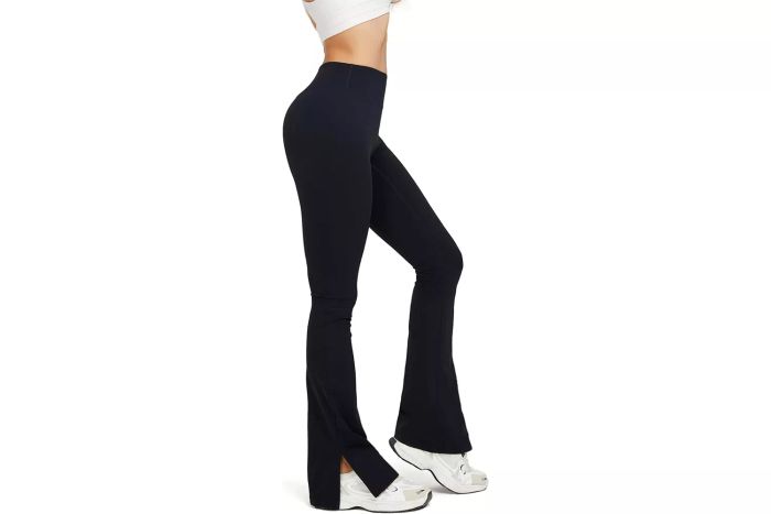 Challengym Women's Flare Leggings with Slit Hem are perfect for any active lifestyle. These high-waisted bootcut yoga pants are designed with a slit hem, offering both flexibility and a stylish twist on a classic look.