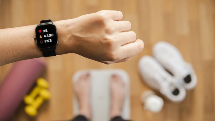 A view of a fitness tracker in action during a workout