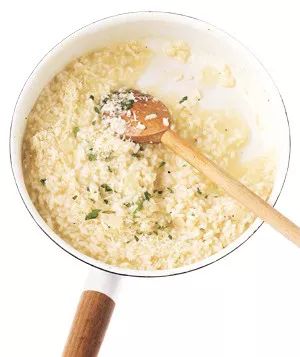 Risotto cooking in the pan