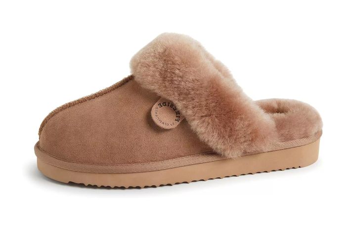 dearfoams shearling slippers driftwood