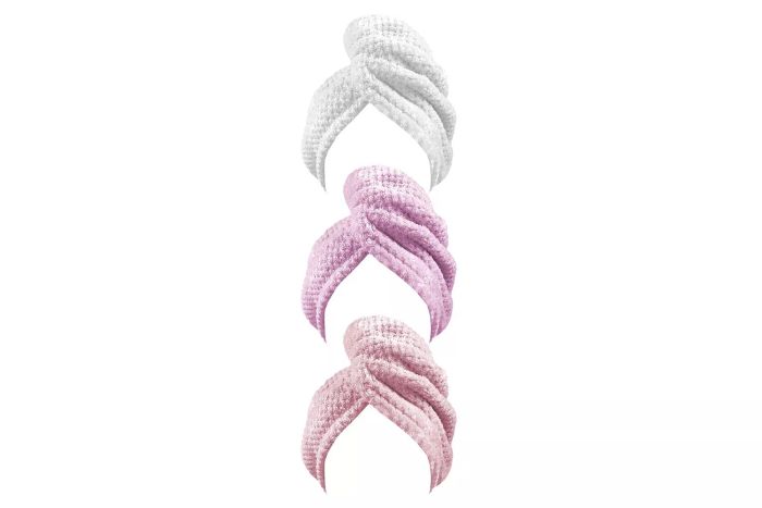 Set of 3 Microfiber Hair Towels for Women, Size 25.4