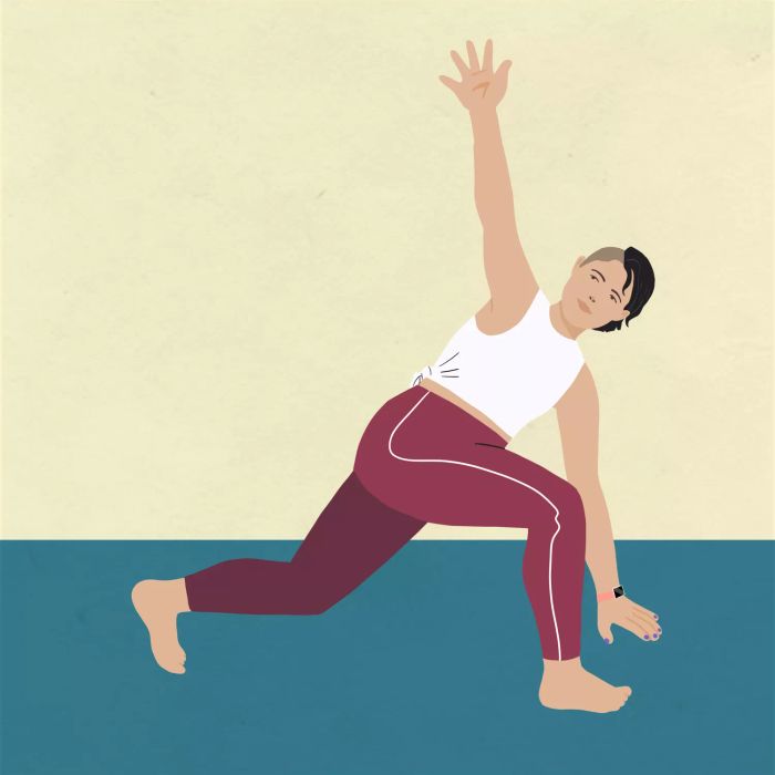 The World's Greatest Stretch is an effective movement that enhances flexibility and mobility. Begin in a push-up stance with your hands directly under your shoulders, ensuring your body is straight and your core is engaged. Bring your left knee toward your left armpit, and place your left foot flat on the ground next to your left hand. As you keep your right leg extended, activate your right glute and press your hips forward to deepen the stretch in your right hip flexor.
