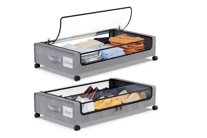 Under Bed Storage with Wheels, 2-Pack Under Bed Storage