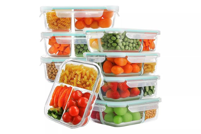 Amazon Bayco 8-Pack of Glass Meal Prep Containers with 3 Compartments