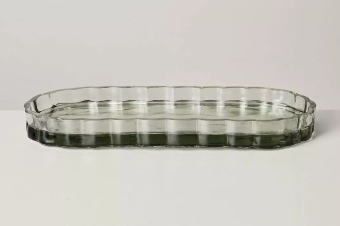 Hearth & Hand with Magnolia Fluted Glass Bathroom Tray Light Green