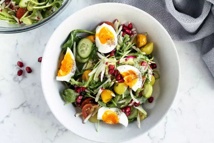a salad featuring hard-boiled eggs