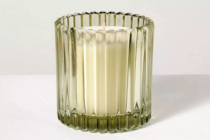 Hearth & Hand with Magnolia Ribbed Glass Cedar and Lemon Jar Candle Green