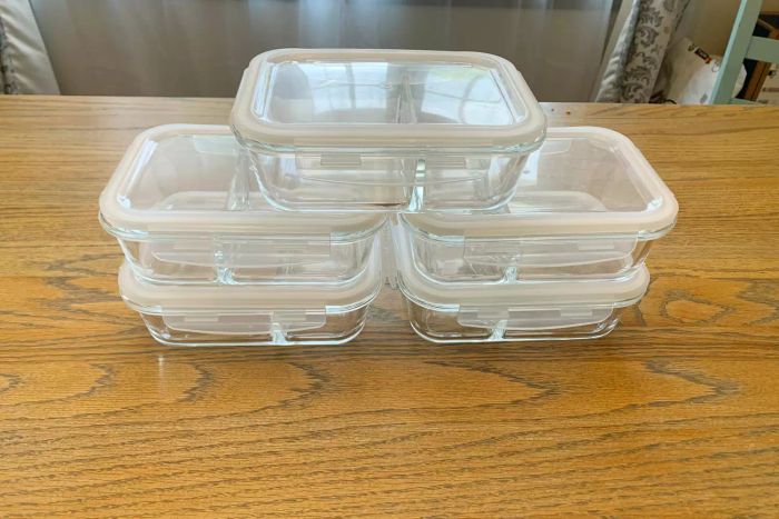 Prep Naturals 2-Compartment Glass Food Storage Containers