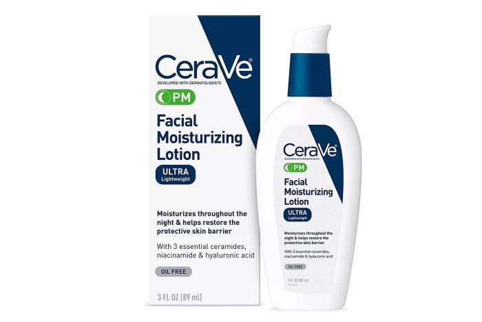 CeraVe PM Facial Moisturizing Lotion is designed to hydrate and restore your skin during the night, offering an oil-free and non-comedogenic formula that’s gentle on sensitive and oily skin types.