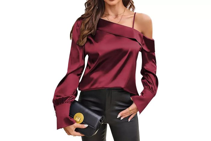 Zaful Women's Satin-Silk Off-The-Shoulder Dressy Blouse