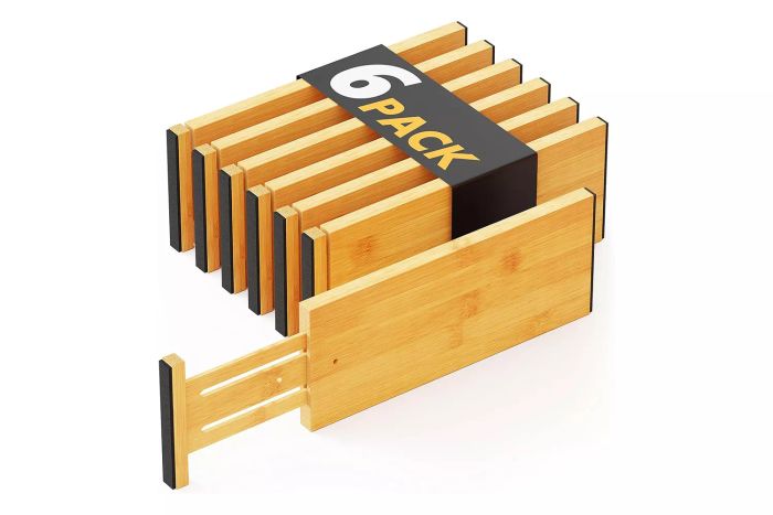 SpaceAid Bamboo Dresser Drawer Dividers 6-Pack, $4.65
