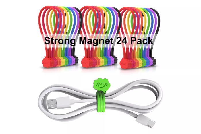 SOOOEC Magnetic Cable Ties, 24-Pack 7.2