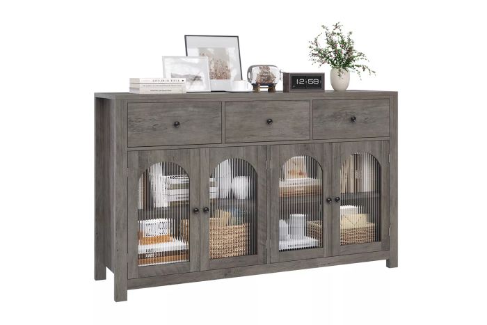 Homfa Adjustable Shelf Modern Sideboard with 3 Drawers