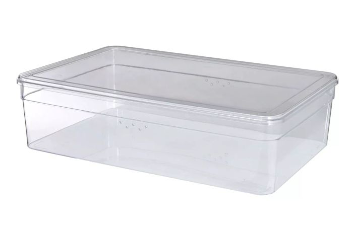 Mainstays Clear Glossy Plastic Boot Box with Lid, designed for adult size boots, fits one pair, single-tier setup.