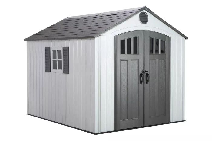 Lifetime 60202 8x10 Ft. Outdoor Storage Shed in Gray.