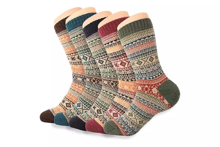 LOCONHA Women's Wool Socks 5-Pack, Thick Knit Warm Socks for Winter Cozy Cabin Wear