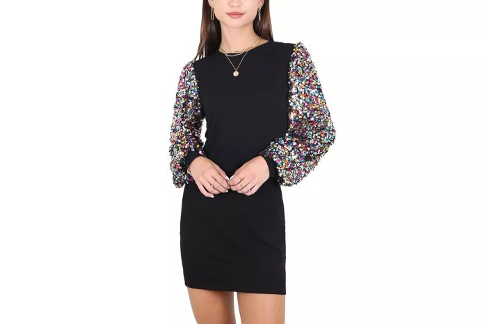 The Anna-Kaci Long Sleeve Sequin Dress is a dazzling choice for any special occasion. Its sequined fabric and long sleeves make it both festive and fashionable, ideal for turning heads at a party or event.