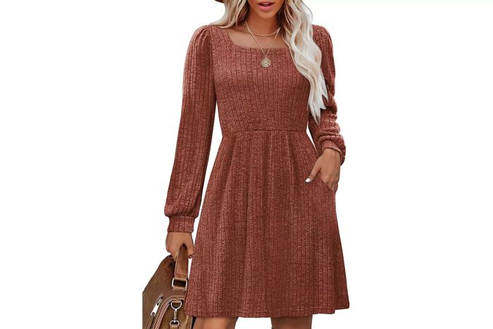 long-sleeve knit sweater dress