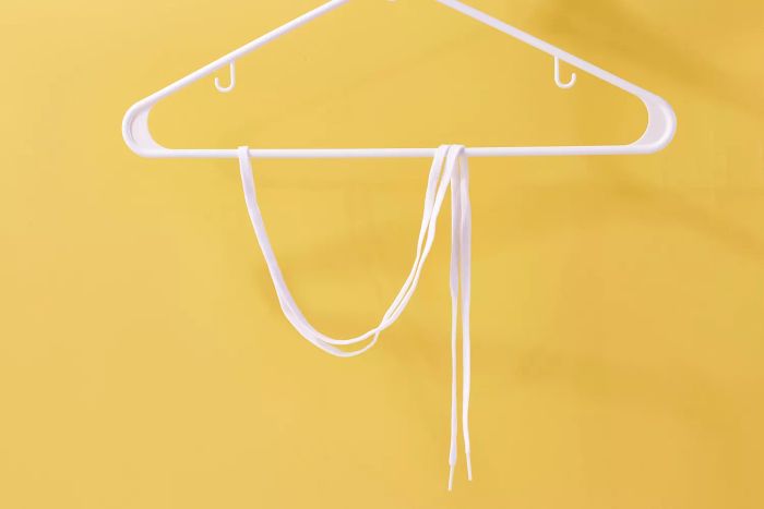 Shoelaces hung up to dry