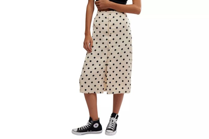 Free People Analise Polka Dot Button-Up Midi Skirt